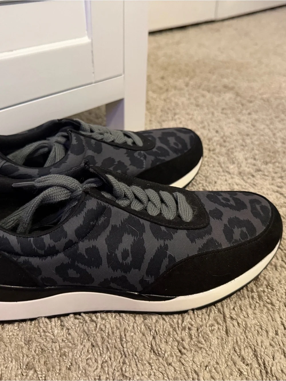 Crazy Train Women's Black and Gray Leopard Print Athletic Sneakers